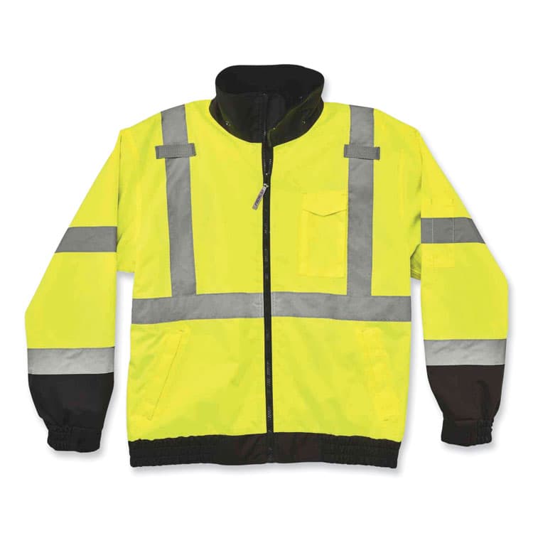 ERGODYNE CORPORATION GloWear 8379 Class 3 Hi-Vis Fleece Lined Bomber Jacket, Lime, Small (EGO24472) thumbnail 3