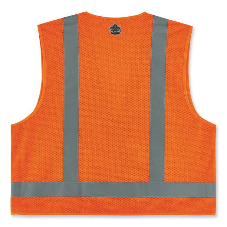 ERGODYNE CORPORATION GloWear 8249Z-S Single Size Class 2 Economy Surveyors Zipper Vest, Polyester, Medium, Orange (EGO24513) thumbnail 3