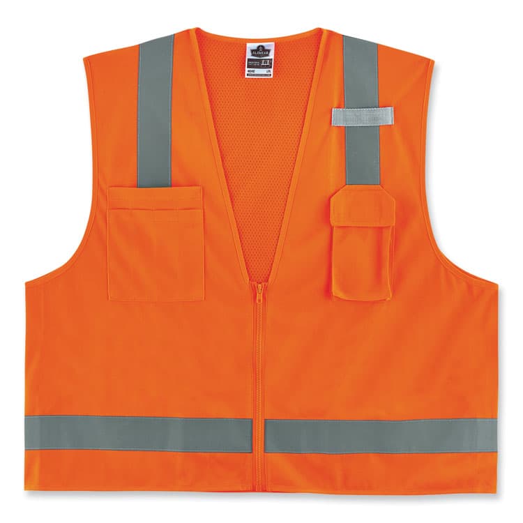 ERGODYNE CORPORATION GloWear 8249Z-S Single Size Class 2 Economy Surveyors Zipper Vest, Polyester, 3X-Large, Orange (EGO24517)