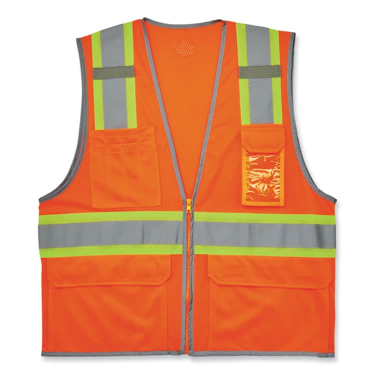ERGODYNE CORPORATION GloWear 8246Z-S Single Size Class 2 Two-Tone Mesh Vest, Polyester, 4X-Large, Orange (EGO24578)