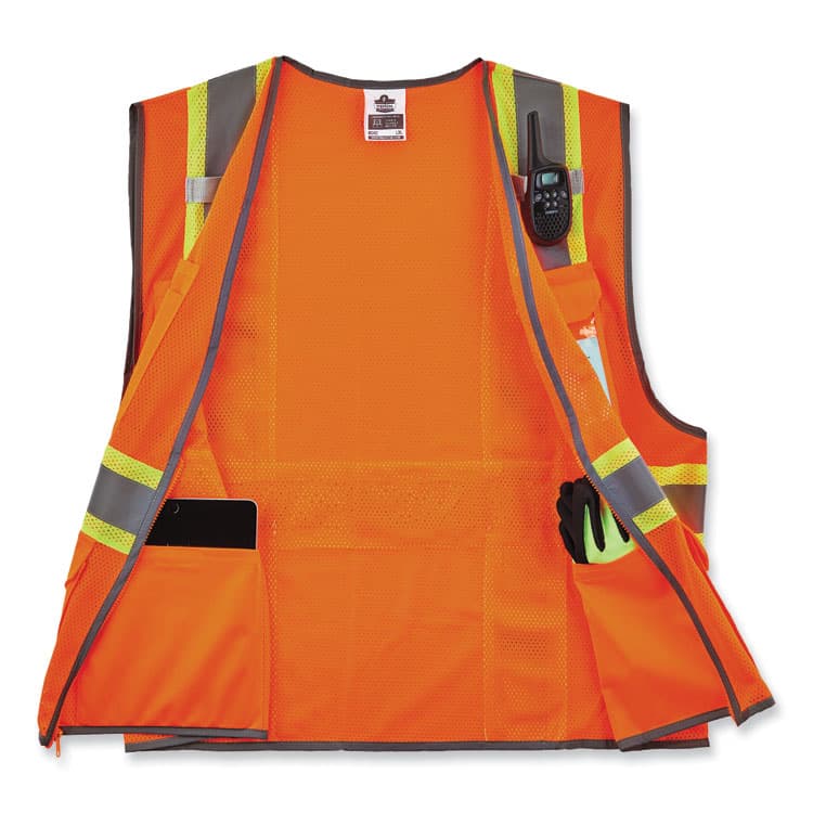 ERGODYNE CORPORATION GloWear 8246Z-S Single Size Class 2 Two-Tone Mesh Vest, Polyester, 4X-Large, Orange (EGO24578) thumbnail 2