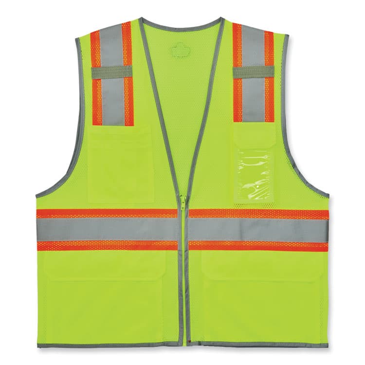 ERGODYNE CORPORATION GloWear 8246Z-S Single Size Class 2 Two-Tone Mesh Vest, Polyester, 4X-Large, Lime (EGO24568)