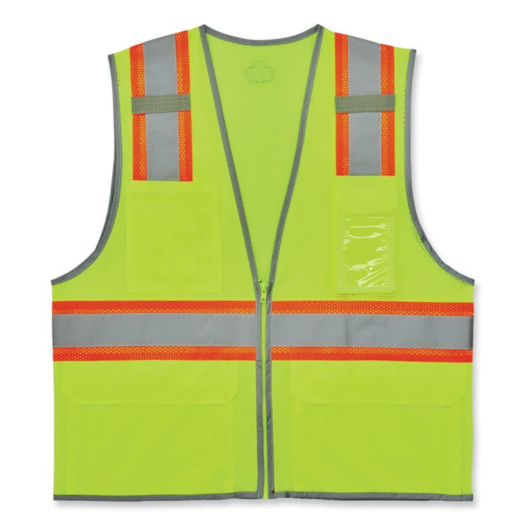 ERGODYNE CORPORATION GloWear 8246Z-S Single Size Class 2 Two-Tone Mesh Vest, Polyester, X-Large, Lime (EGO24565)