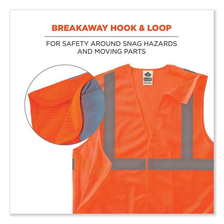ERGODYNE CORPORATION GloWear 8215BA-S Single Size Class 2 Economy Breakaway Mesh Vest, Polyester, 4X-Large, Orange (EGO24558) thumbnail 4