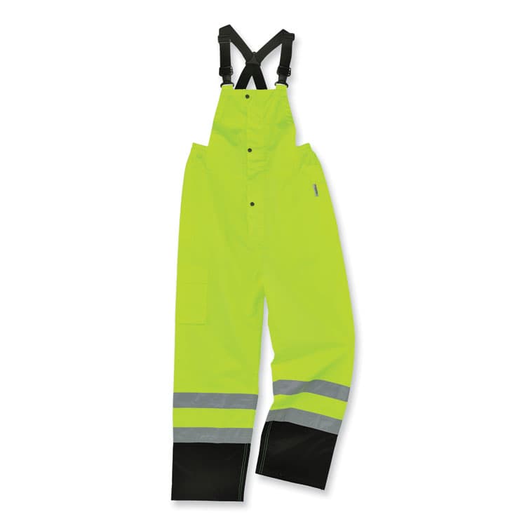 ERGODYNE CORPORATION GloWear 8918BK Class E Hi-Vis Rain Bibs Black Bottom, 4X-Large, Lime (EGO25018)