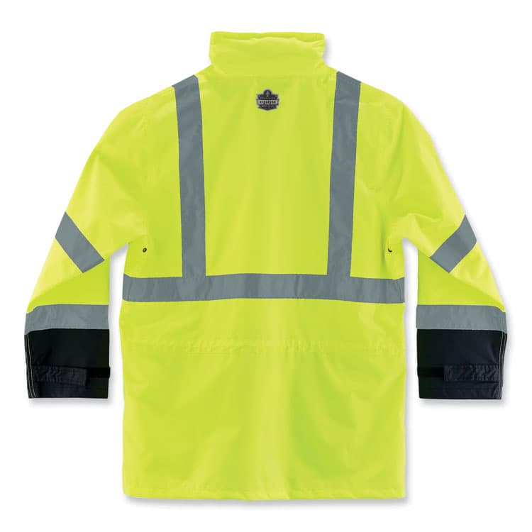 ERGODYNE CORPORATION GloWear 8365BK Class 3 Hi-Vis Rain Jacket Black Bottom, Small, Lime (EGO25322) thumbnail 2