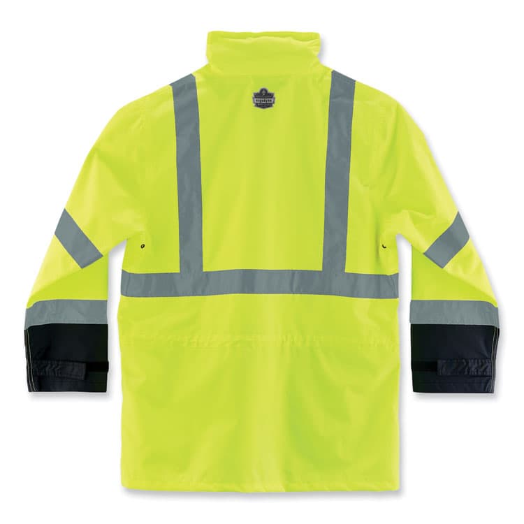 ERGODYNE CORPORATION GloWear 8365BK Class 3 Hi-Vis Rain Jacket Black Bottom, X-Large, Lime (EGO25325) thumbnail 2
