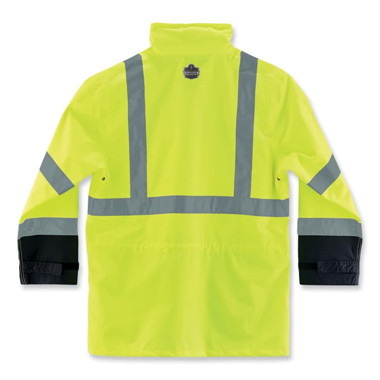 ERGODYNE CORPORATION GloWear 8365BK Class 3 Hi-Vis Rain Jacket Black Bottom, 2X-Large, Lime (EGO25326) thumbnail 2