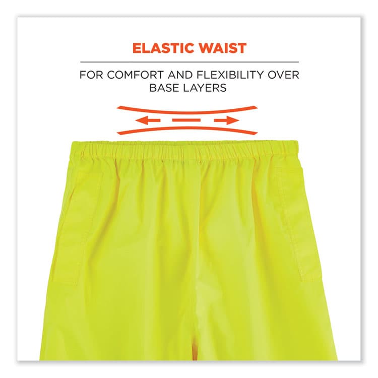 ERGODYNE CORPORATION GloWear 8916 Class E Lightweight Hi-Vis Rain Pants, Large, Lime (EGO25344) thumbnail 4