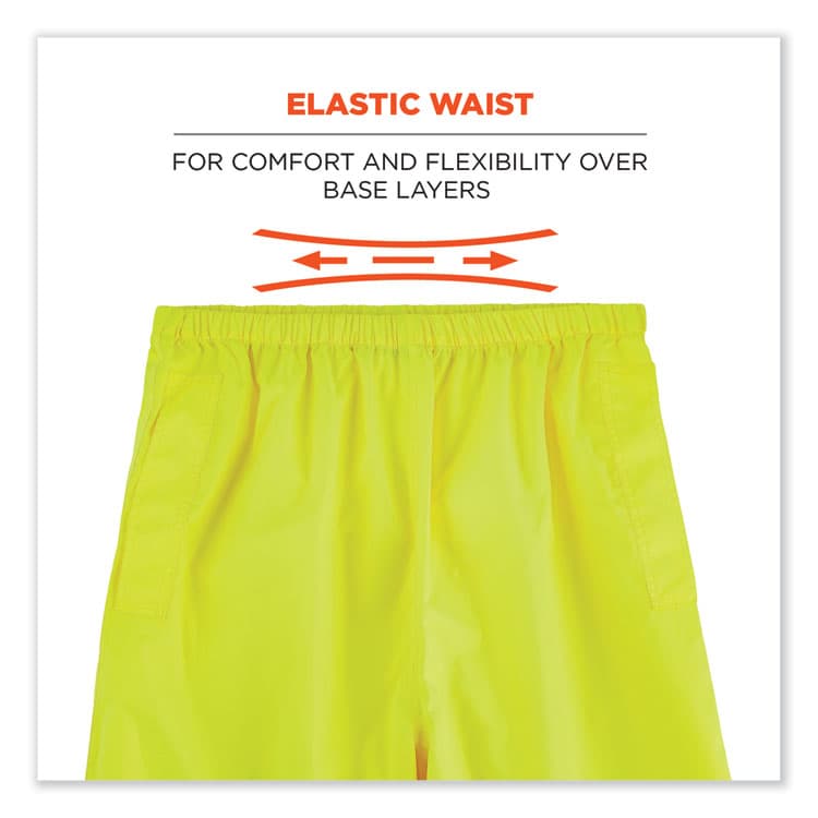 ERGODYNE CORPORATION GloWear 8916 Class E Lightweight Hi-Vis Rain Pants, 2X-Large, Lime (EGO25346) thumbnail 4