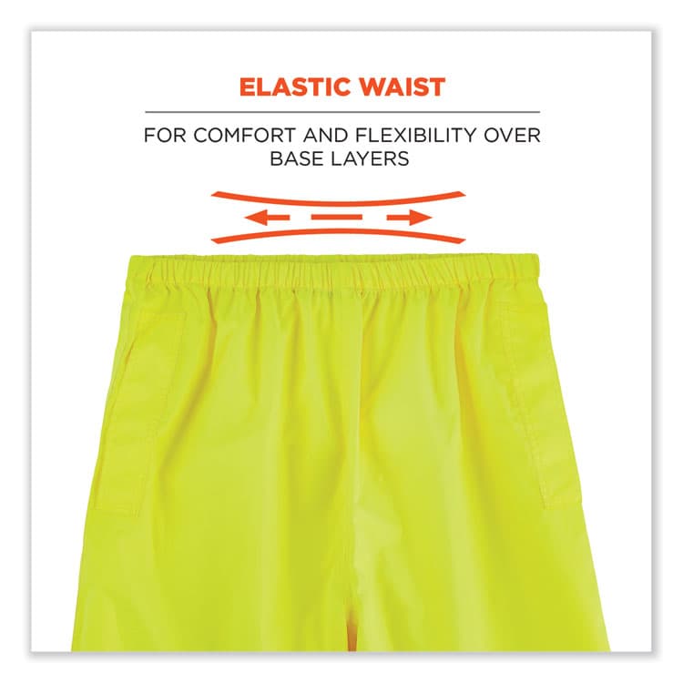 ERGODYNE CORPORATION GloWear 8916 Class E Lightweight Hi-Vis Rain Pants, 4X-Large, Lime (EGO25348) thumbnail 4