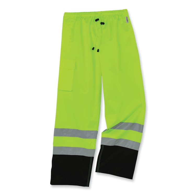 ERGODYNE CORPORATION GloWear 8915BK Class E Hi-Vis Rain Pants Black Bottom, Medium, Lime (EGO25423)