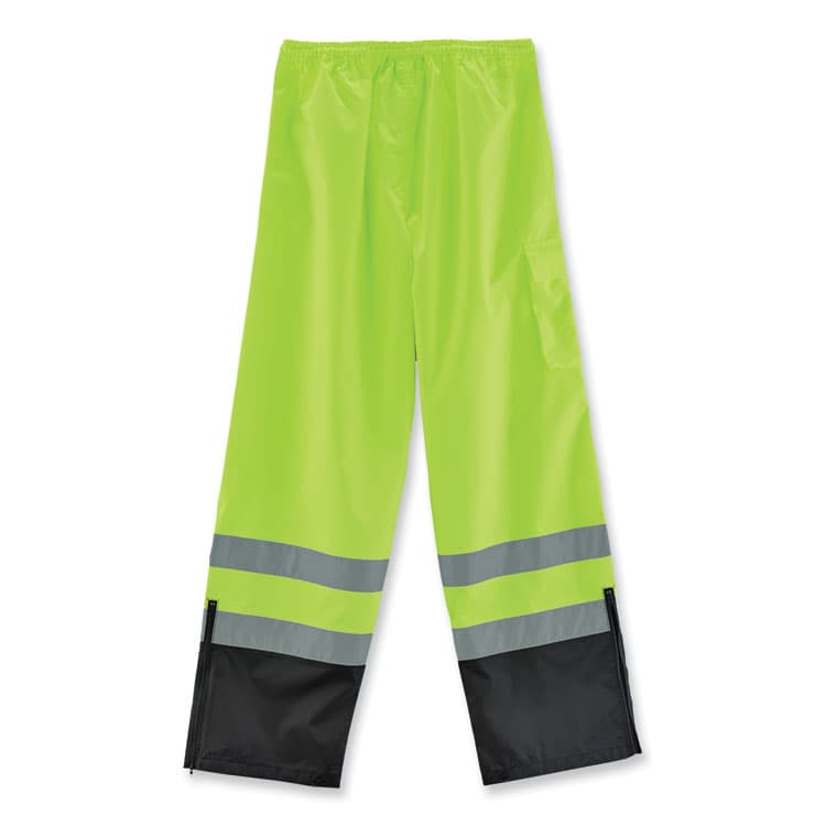 ERGODYNE CORPORATION GloWear 8915BK Class E Hi-Vis Rain Pants Black Bottom, Large, Lime (EGO25424) thumbnail 2