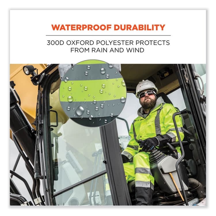 ERGODYNE CORPORATION GloWear 8915BK Class E Hi-Vis Rain Pants Black Bottom, 4X-Large, Lime (EGO25428) thumbnail 3