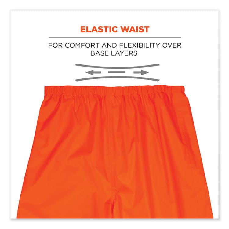 ERGODYNE CORPORATION GloWear 8916 Class E Lightweight Hi-Vis Rain Pants, X-Large, Orange (EGO25445) thumbnail 4