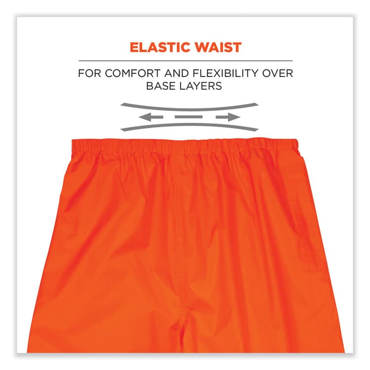 ERGODYNE CORPORATION GloWear 8916 Class E Lightweight Hi-Vis Rain Pants, 3X-Large, Orange (EGO25447) thumbnail 4