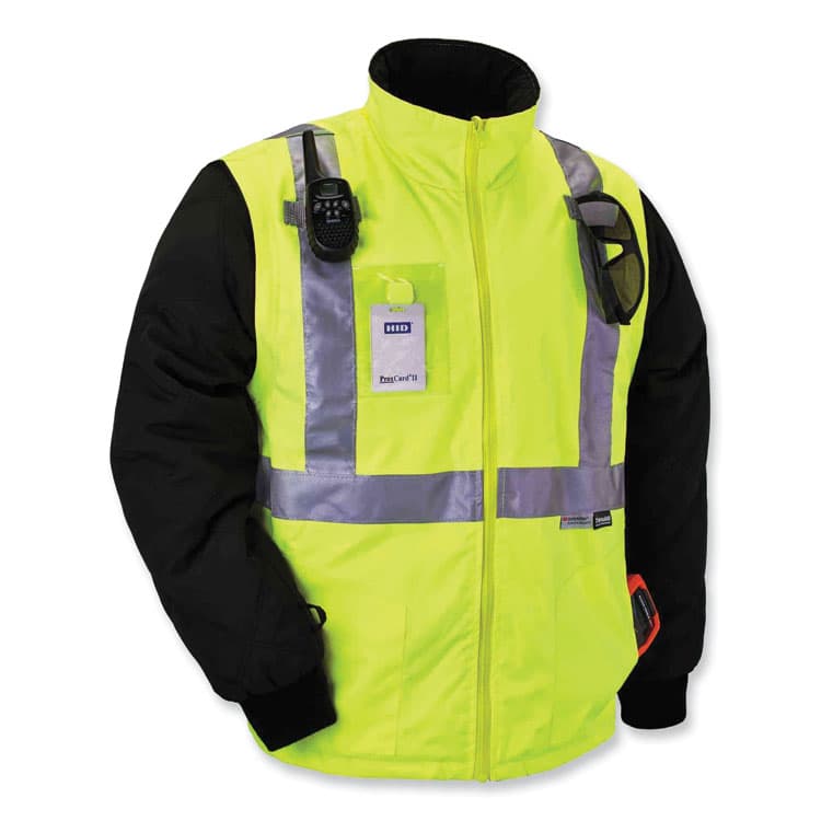 ERGODYNE CORPORATION GloWear 8287 Class 2 Hi-Vis Jacket with Removable Sleeves, Small, Lime (EGO25492) thumbnail 3