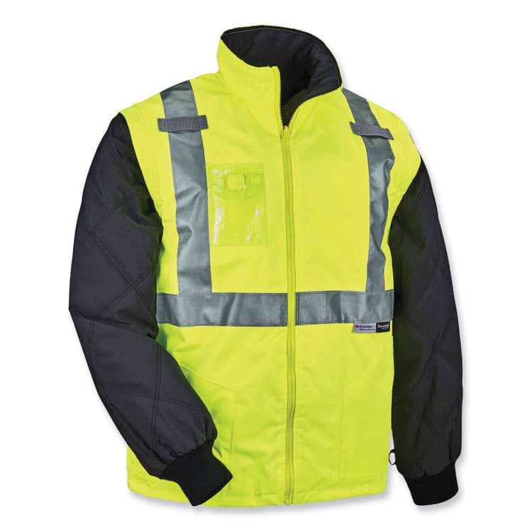 ERGODYNE CORPORATION GloWear 8287 Class 2 Hi-Vis Jacket with Removable Sleeves, Medium, Lime (EGO25493)