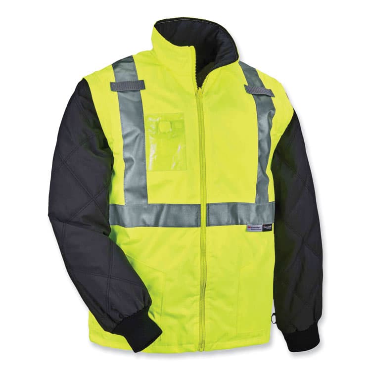 ERGODYNE CORPORATION GloWear 8287 Class 2 Hi-Vis Jacket with Removable Sleeves, Large, Lime (EGO25494)