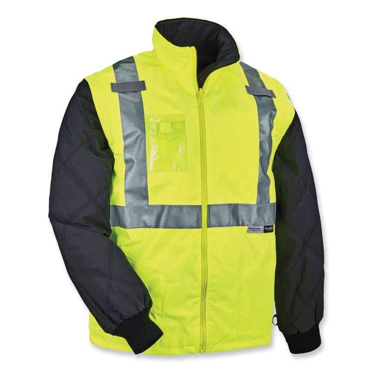 ERGODYNE CORPORATION GloWear 8287 Class 2 Hi-Vis Jacket with Removable Sleeves, X-Large, Lime (EGO25495)
