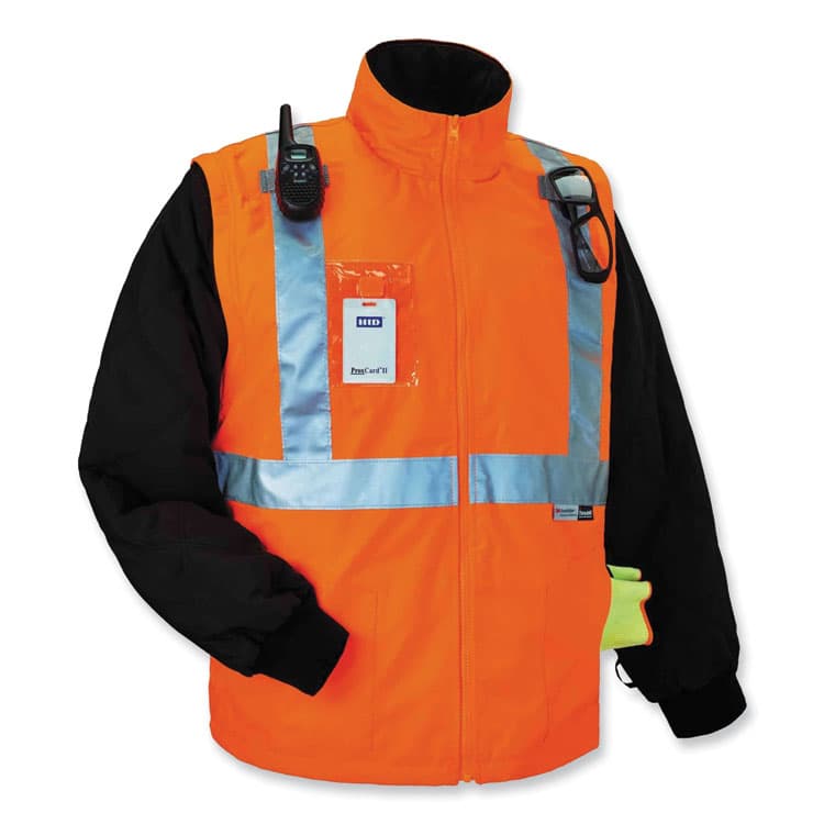 ERGODYNE CORPORATION GloWear 8287 Class 2 Hi-Vis Jacket with Removable Sleeves, Medium, Orange (EGO25513) thumbnail 3
