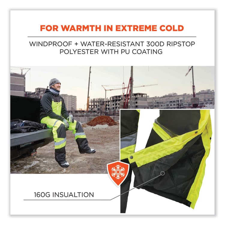 ERGODYNE CORPORATION GloWear 8928 Class E Hi-Vis Insulated Bibs, 5X-Large, Lime (EGO25529) thumbnail 3