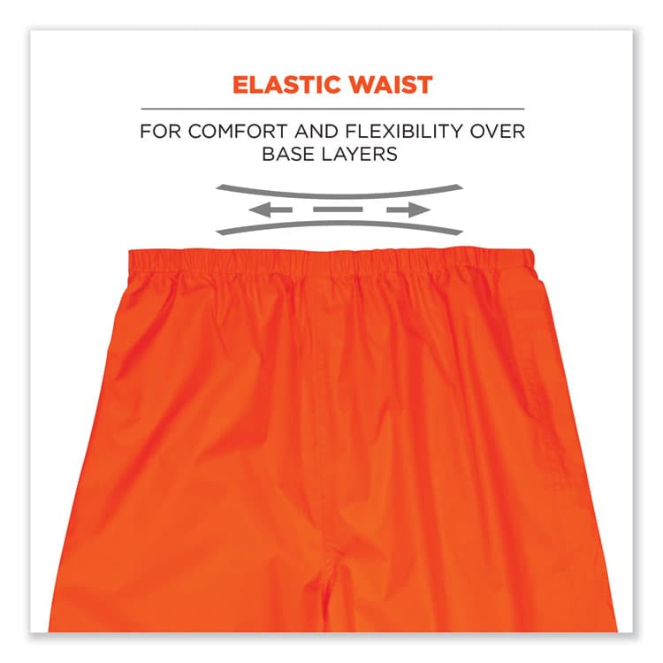 ERGODYNE CORPORATION GloWear 8916 Class E Lightweight Hi-Vis Rain Pants, Medium, Orange (EGO25443) thumbnail 4