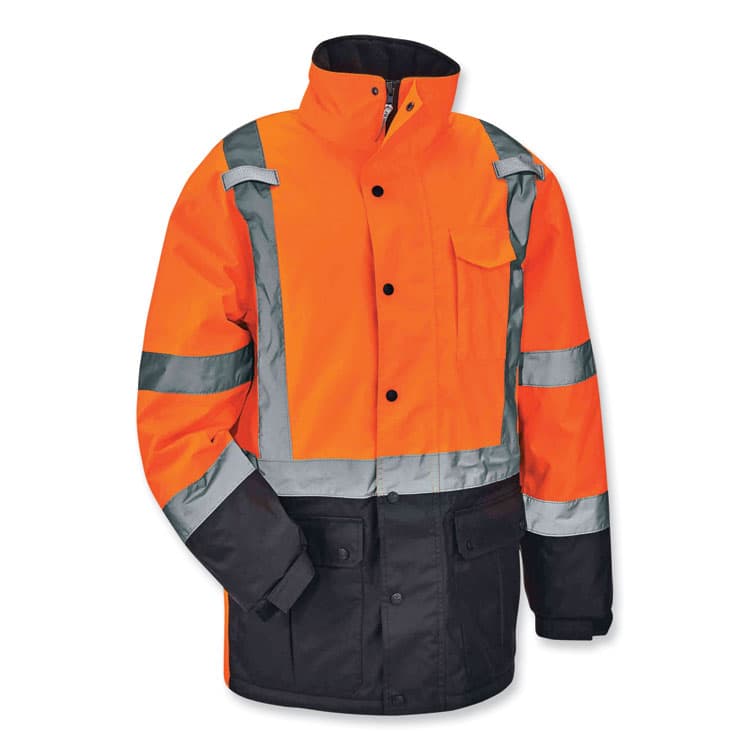ERGODYNE CORPORATION GloWear 8384 Class 3 Hi-Vis Quilted Thermal Parka, Small, Orange (EGO25572)
