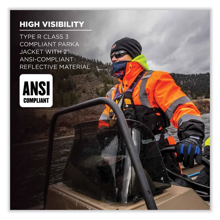 ERGODYNE CORPORATION GloWear 8384 Class 3 Hi-Vis Quilted Thermal Parka, 5X-Large, Orange (EGO25579) thumbnail 4