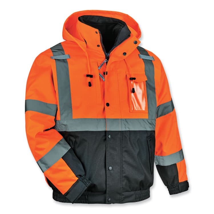 ERGODYNE CORPORATION GloWear 8381 Class 3 Hi-Vis 4-in-1 Quilted Bomber Jacket, Orange, 3X-Large (EGO25587)