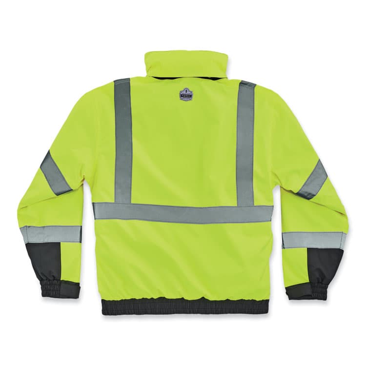 ERGODYNE CORPORATION GloWear 8381 Class 3 Hi-Vis 4-in-1 Quilted Bomber Jacket, Lime, Small (EGO25592) thumbnail 2