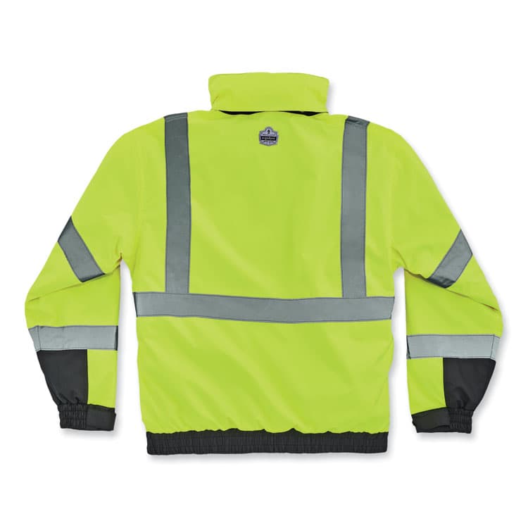 ERGODYNE CORPORATION GloWear 8381 Class 3 Hi-Vis 4-in-1 Quilted Bomber Jacket, Lime, Medium (EGO25593) thumbnail 2
