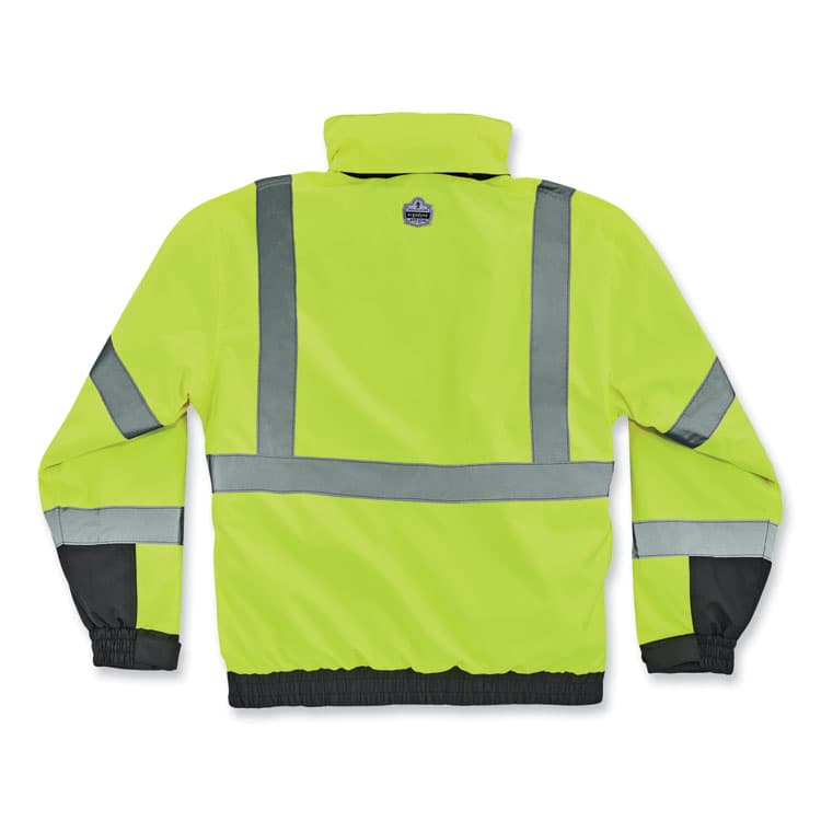 ERGODYNE CORPORATION GloWear 8381 Class 3 Hi-Vis 4-in-1 Quilted Bomber Jacket, Lime, Large (EGO25594) thumbnail 2