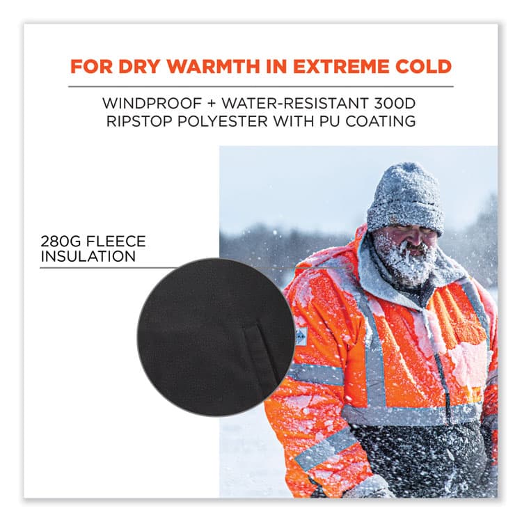 ERGODYNE CORPORATION GloWear 8381 Class 3 Hi-Vis 4-in-1 Quilted Bomber Jacket, Lime, Large (EGO25594) thumbnail 3