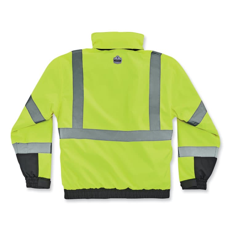 ERGODYNE CORPORATION GloWear 8381 Class 3 Hi-Vis 4-in-1 Quilted Bomber Jacket, Lime, 2X-Large (EGO25596) thumbnail 2