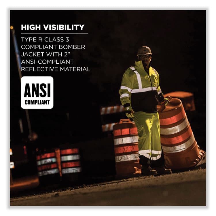 ERGODYNE CORPORATION GloWear 8377 Class 3 Hi-Vis Quilted Bomber Jacket, Orange, Medium (EGO25613) thumbnail 4