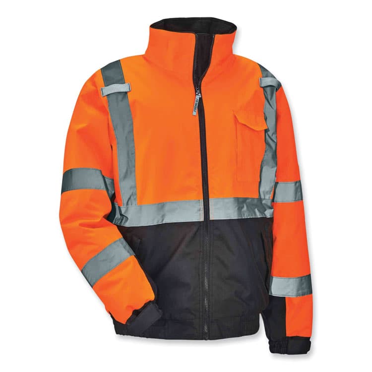 ERGODYNE CORPORATION GloWear 8377 Class 3 Hi-Vis Quilted Bomber Jacket, Orange, 3X-Large (EGO25617)