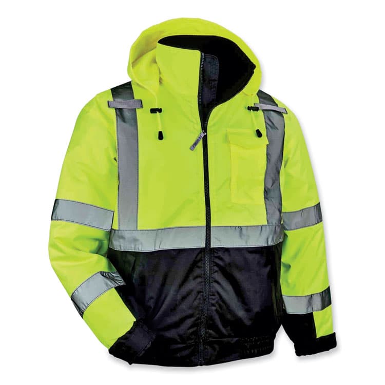 ERGODYNE CORPORATION GloWear 8377 Class 3 Hi-Vis Quilted Bomber Jacket, Lime, 5X-Large (EGO25629)