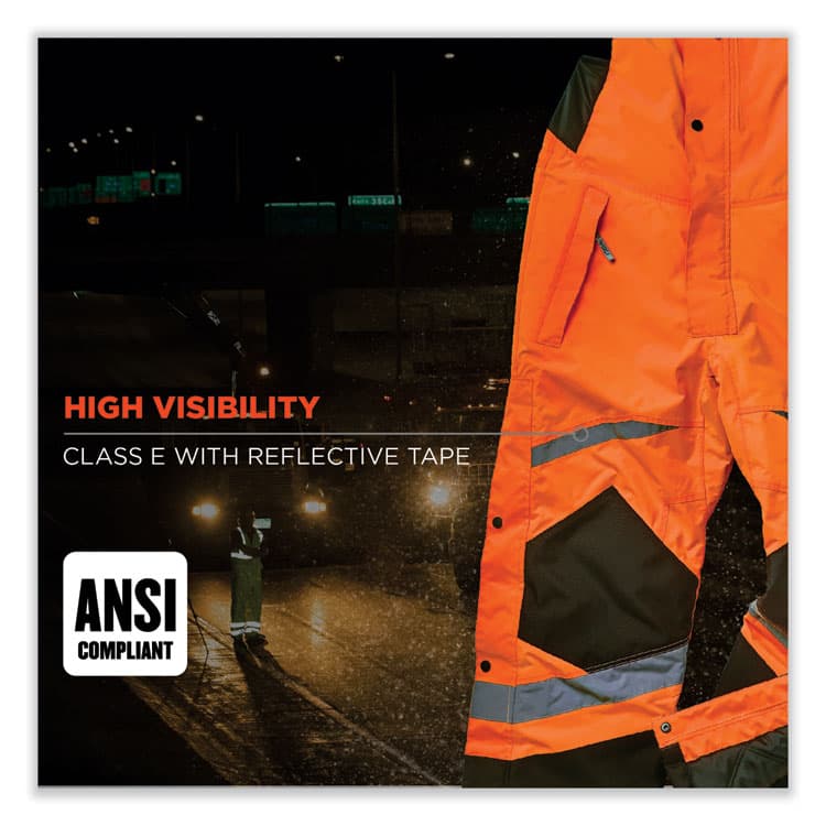 ERGODYNE CORPORATION GloWear 8928 Class E Hi-Vis Insulated Bibs, Small, Orange (EGO25632) thumbnail 4