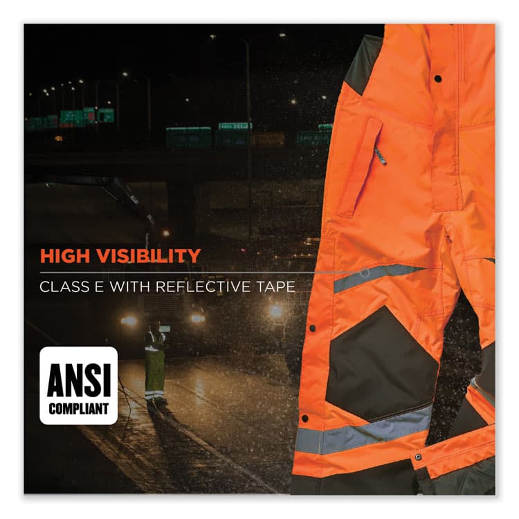 ERGODYNE CORPORATION GloWear 8928 Class E Hi-Vis Insulated Bibs, Large, Orange (EGO25634) thumbnail 4