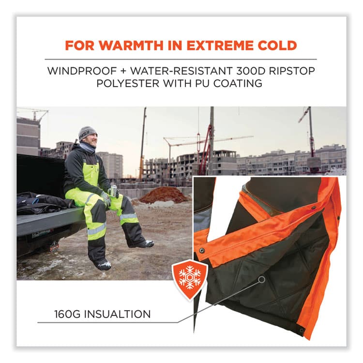 ERGODYNE CORPORATION GloWear 8928 Class E Hi-Vis Insulated Bibs, 3X-Large, Orange (EGO25637) thumbnail 3