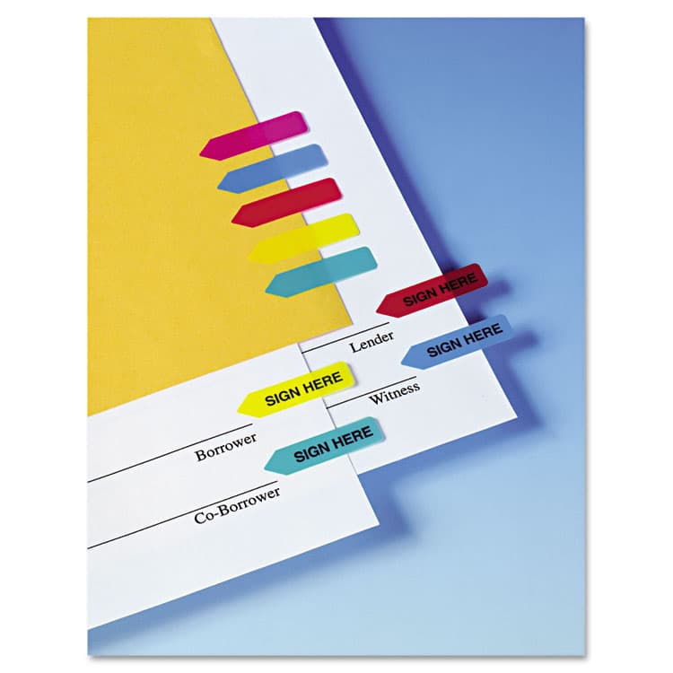REDI-TAG CORPORATION Mini Arrow Page Flags, "Sign Here", Blue/Mint/Red/Yellow, 126 Flags/Pack (RTG72020) thumbnail 2