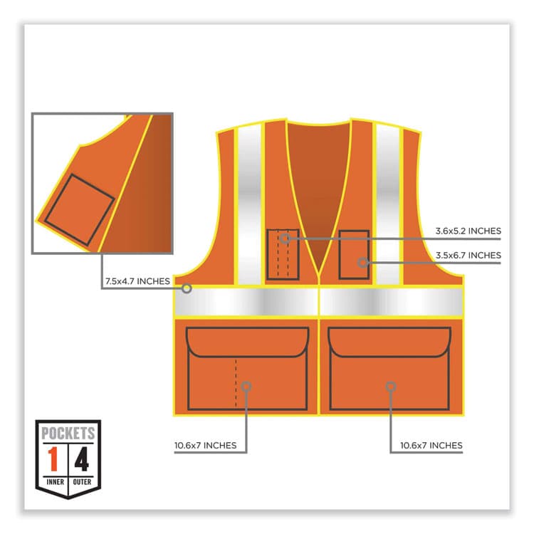 ERGODYNE CORPORATION GloWear 8235ZX Class 2 Two-Tone X-Back Vest, Polyester, Small/Medium, Orange (EGO26183) thumbnail 4