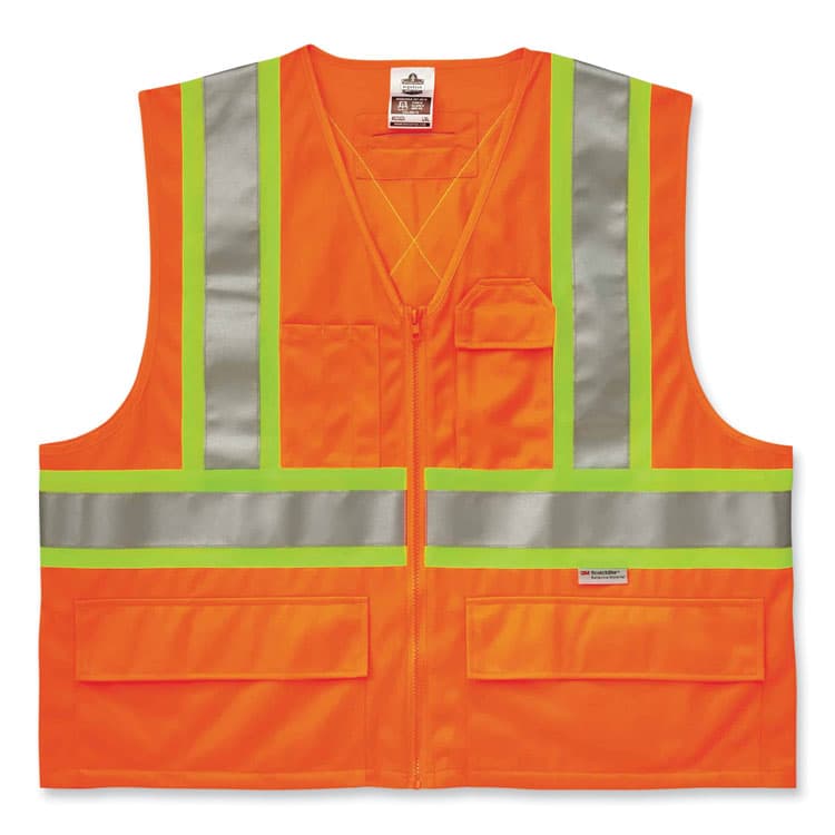 ERGODYNE CORPORATION GloWear 8235ZX Class 2 Two-Tone X-Back Vest, Polyester, Small/Medium, Orange (EGO26183)