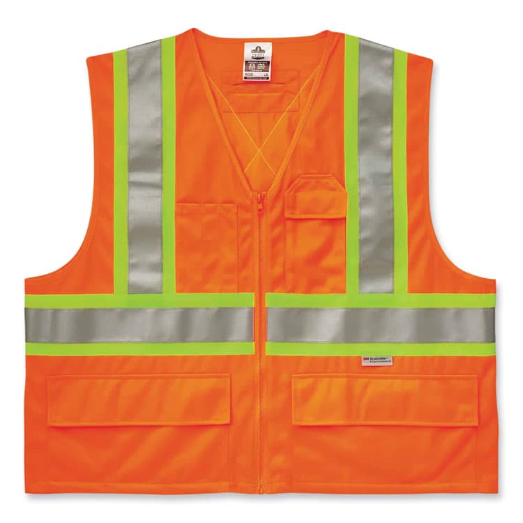 ERGODYNE CORPORATION GloWear 8235ZX Class 2 Two-Tone X-Back Vest, Polyester, Large/X-Large, Orange (EGO26185)