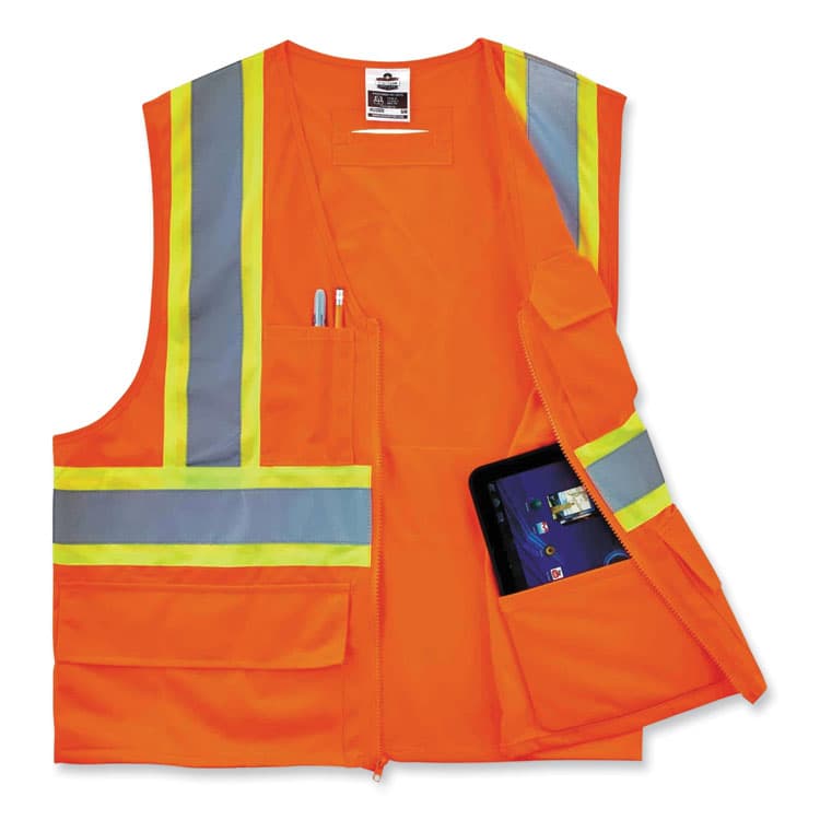 ERGODYNE CORPORATION GloWear 8235ZX Class 2 Two-Tone X-Back Vest, Polyester, 2X-Large/3X-Large, Orange (EGO26187) thumbnail 3