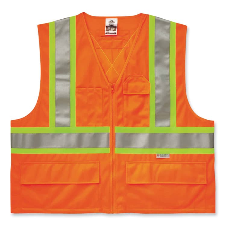 ERGODYNE CORPORATION GloWear 8235ZX Class 2 Two-Tone X-Back Vest, Polyester, 2X-Large/3X-Large, Orange (EGO26187)