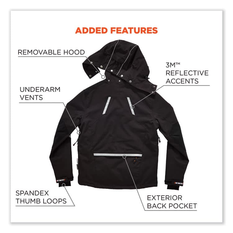 ERGODYNE CORPORATION N-Ferno 6466 Thermal Jacket with 500D Nylon Shell, Small, Black (EGO41112) thumbnail 2
