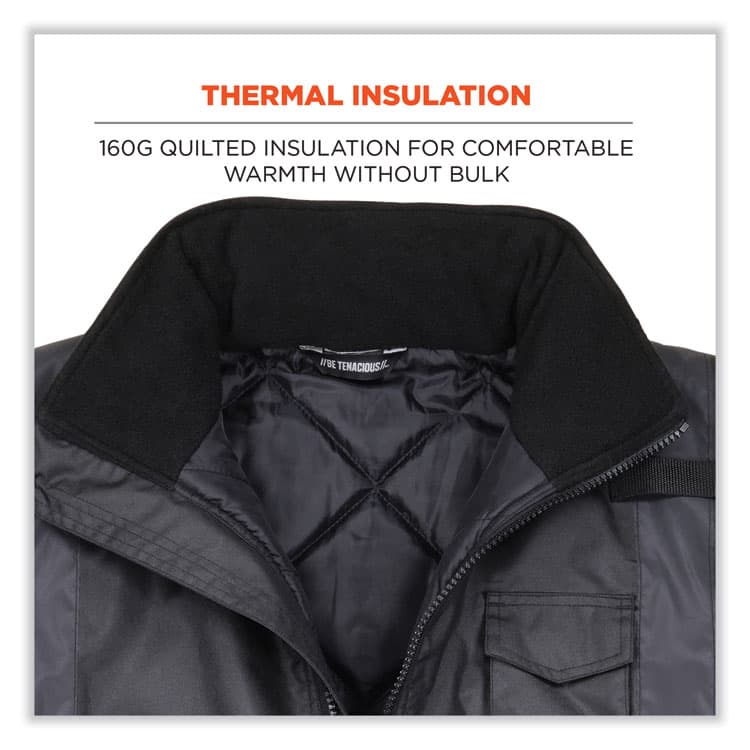 ERGODYNE CORPORATION GloWear 8377EV Non-Certified Hi-Vis Quilted Bomber Jacket, Black, 4X-Large (EGO25648) thumbnail 4