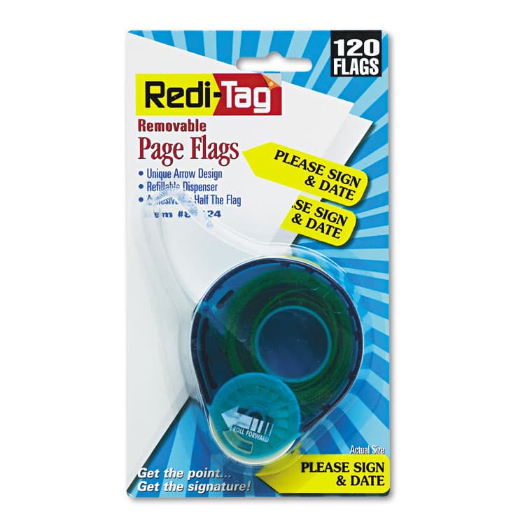 REDI-TAG CORPORATION Arrow Message Page Flags in Dispenser, "Please Sign and Date", Yellow, 120 Flags (RTG81124)